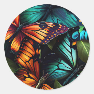 Color Burst – Butterflies in Motion ラウンドシール