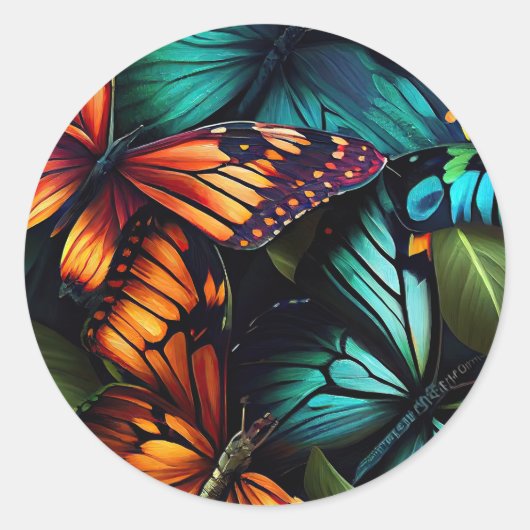 Color Burst – Butterflies in Motion ラウンドシール (正面)