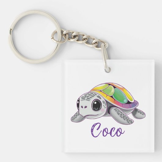 Color Burst Sea Turtle キーホルダー (正面)