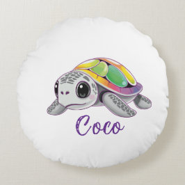 Color Burst Sea Turtle ラウンドクッション