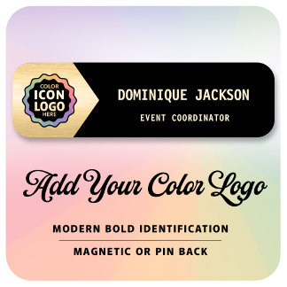 Color Business Logo Black Gold Classic Chevron ID 名札