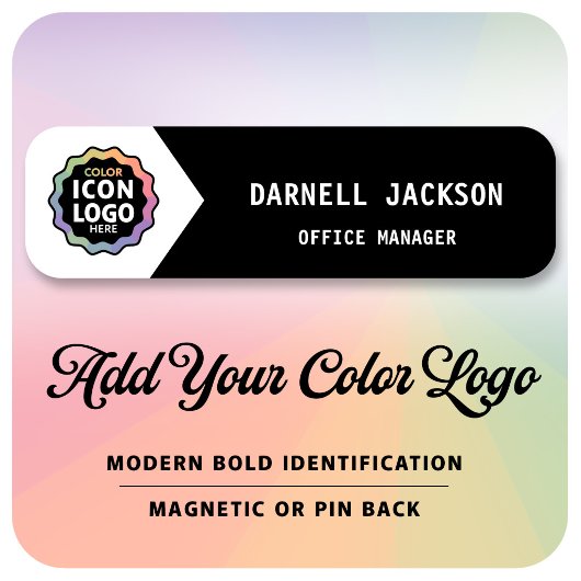 Color Business Logo Black White Classic Chevron ID 名札