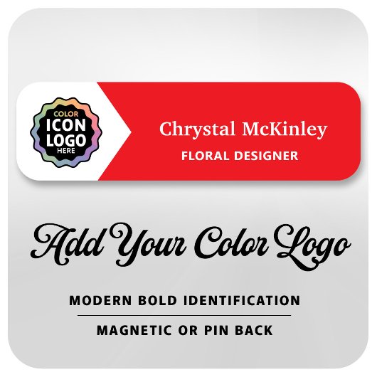 Color Business Logo Red White Employee ID 名札