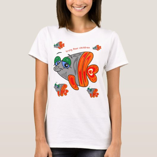 color cartoon fish family tシャツ (正面)