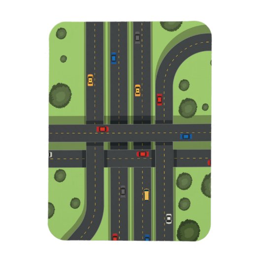 Color Cartoon Highway & Cars クール Background Graph マグネット (縦)