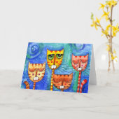 Color Cats - Greeting Card カード (黄色い花)