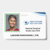 Color Coded Frame Hospital Employee Photo ID Badge バッジ (Front)