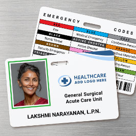 Color Coded Frame Hospital Employee Photo ID Badge バッジ
