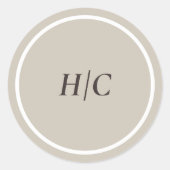 Color Editable Greige Monogram Envelope Seal ラウンドシール (正面)