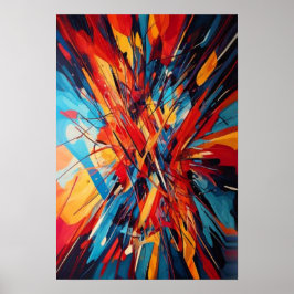 Color Explosion Dynamic Lines Abstract Art ポスター