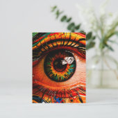 Color Explosion Eye – Vibrant Abstract Realism ポストカード (スタンド正面)