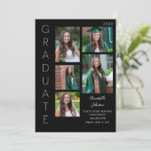 Color Glow – ホワイト&ブラック卒業生6枚数々の写真 招待状 (スタンド正面)