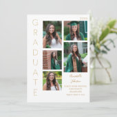 Color Glow -金ゴールドおよびホワイト1卒業生6枚数々の写真 招待状 (スタンド正面)