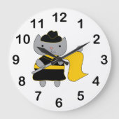 Color Guard Cat Black Yellow Marching Band ラージ壁時計 (正面)