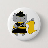 Color Guard Cat Cartoon Black Yellow 缶バッジ (正面)