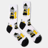 Color Guard Gray Cat Black Yellow ソックス (右)