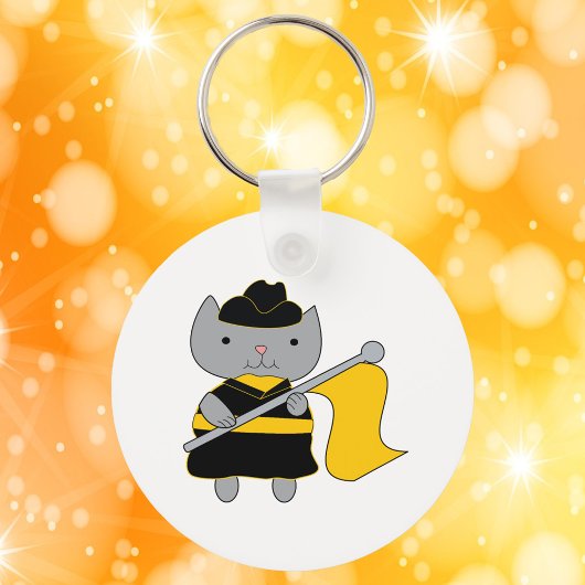 Color Guard Kawaii Cat Black Yellow キーホルダー