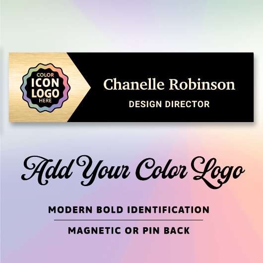 Color Logo Classic Black Gold Chevron Business ID 名札