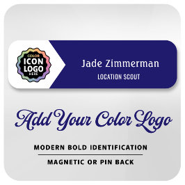 Color Logo Navy Blue White Employee Business ID 名札
