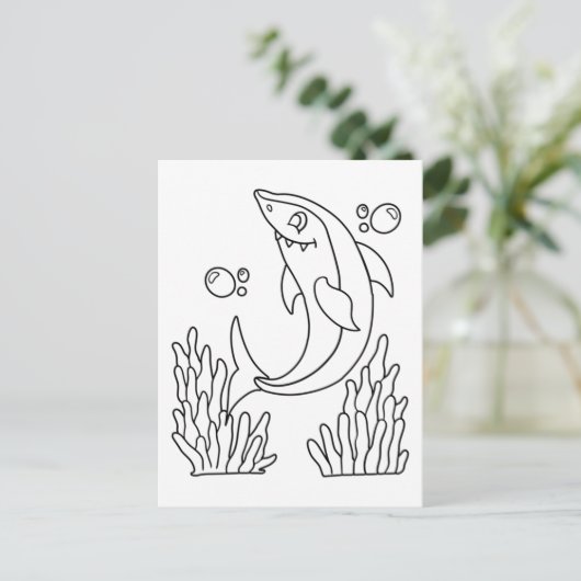 Color Meシャーク |キッズアクティビティカード ポストカード (スタンド正面)