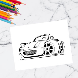 Color Me モダン Car  キッズアクティビティカード ポストカード