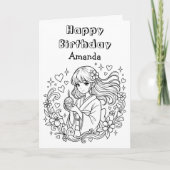 Color Me | Anime Girl and Cupcake Birthday カード (正面)