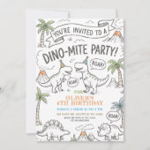 Color Me Dinosaur Birthday Party 招待状 (正面)