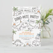 Color Me Dinosaur Birthday Party 招待状 (スタンド正面)