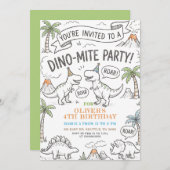 Color Me Dinosaur Birthday Party 招待状 (正面/裏面)