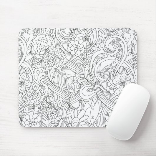 Color Me In・Camellia Flower Pattern マウスパッド (マウス)