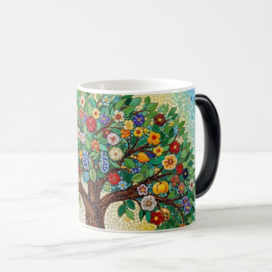 color morphing ceramic mug mosaic tree pattern モーフィングマグカップ (正面右)