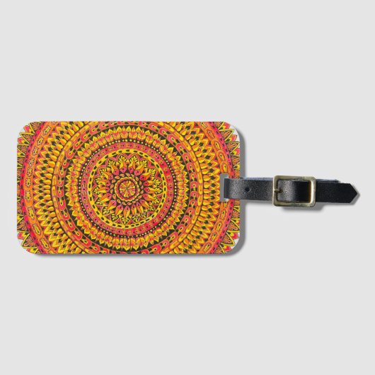 Color Orange Mandala Original Art  ラゲッジタグ (正面横)