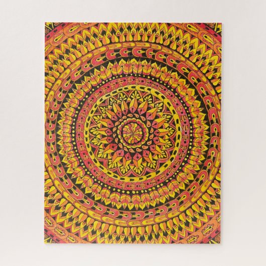 Color Orange Mandala Original Art Difficult ジグソーパズル (縦)