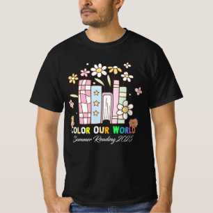 Color Our World Summer 読's 2025かわいい本ワイルド Tシャツ
