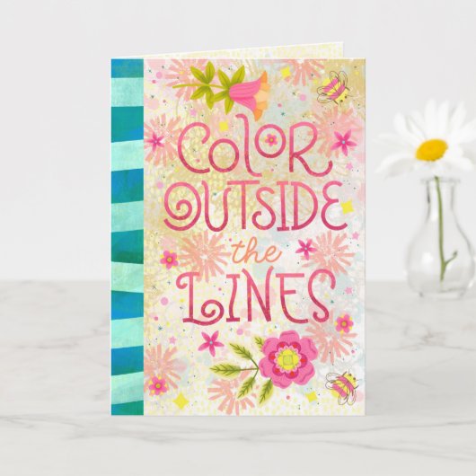 Color Outside the Lines – Playful Hand Lettered カード (小さな植物)