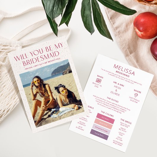 Color Palette Photo Be My Bridesmaid Proposal Card 招待状