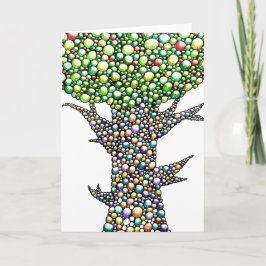 Color Pencil Bubbles Tree Drawing Art  カード