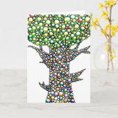 Color Pencil Bubbles Tree Drawing Art  カード (黄色い花)