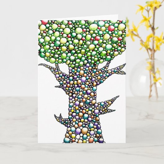 Color Pencil Bubbles Tree Drawing Art  カード (黄色い花)