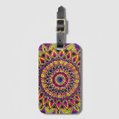 Color Pencil Purple Yellow Mandala ラゲッジタグ (正面縦)