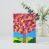 Color Pencil Tree with Leaves Drawing  ポストカード (スタンド正面)