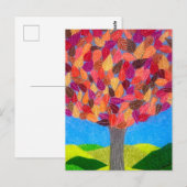 Color Pencil Tree with Leaves Drawing  ポストカード (正面/裏面)