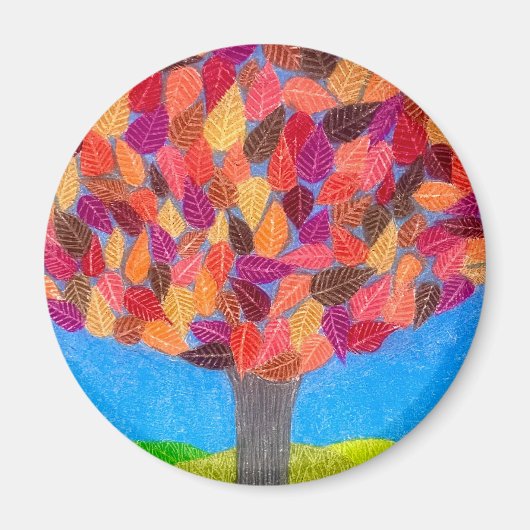 Color Pencil Tree with Leaves Drawing  マグネット (正面)