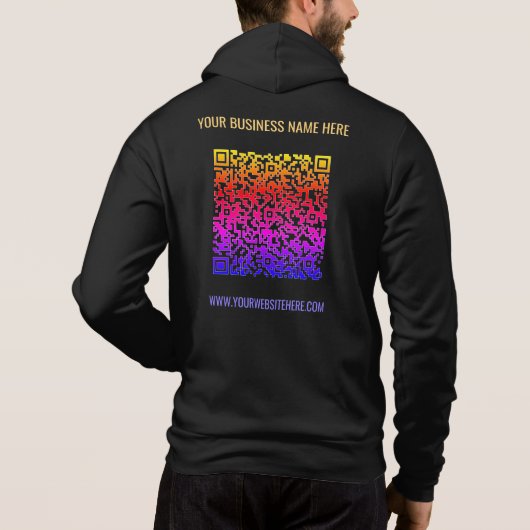 Color QR Code Business Hoodie with Custom Text パーカ (裏面)