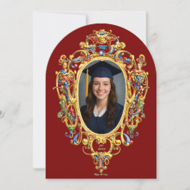 Color Rococo Cartouche Photo Template Graduation 招待状