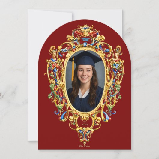 Color Rococo Cartouche Photo Template Graduation 招待状 (正面)