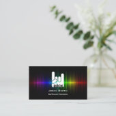 Color Soundwave RockスカルDJ Music Business Card 名刺 (スタンド正面)