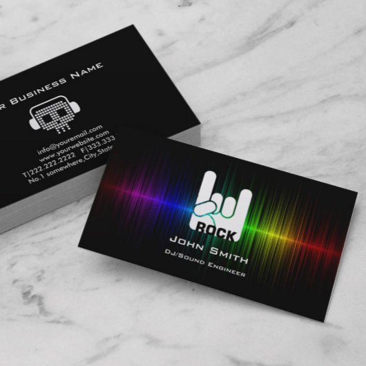 Color Soundwave RockスカルDJ Music Business Card 名刺