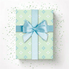 Color Sparkle Stars in Green and Aqua ラッピングペーパー