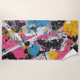 Color Splash Abstract Expression Art ビーチタオル